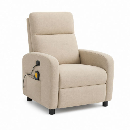 Fauteuil de détente électrique inclinable en tissu beige, 76 × 90 × 104 cm